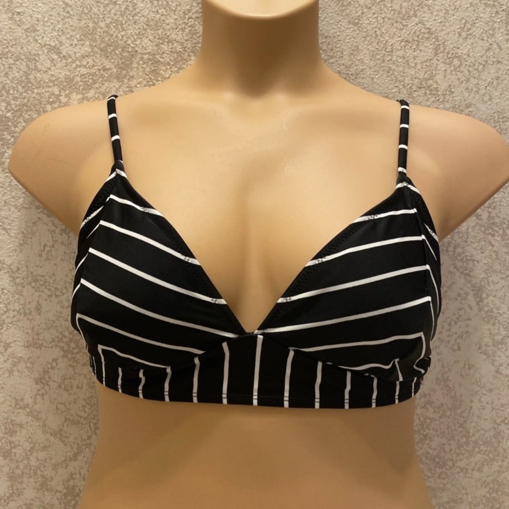 Old Navy Black and White Striped Bikini Top